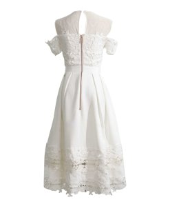 Ted Baker London Nacii Structured Lace Cold-Shoulder Midi Dress