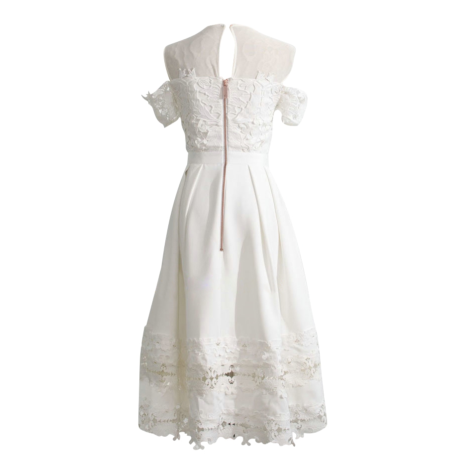 knee length dresses for ladies Ted Baker Meloda Lace Print Cowl Neck Satin Midi Dress Women's – Kicks  Machine main image 1