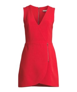 Alice + Olivia Lennon Surplice Sleeveless Side-Zip Mini Dress