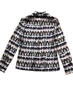 Alice + Olivia X Donald Robertson Willa Crazy Pants Printed Silk Blouse