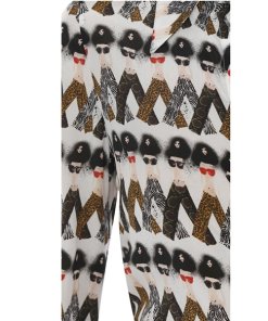 Alice + Olivia X Donald Robertson Willa Crazy Pants Printed Silk Blouse
