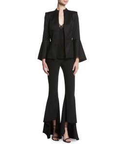 Alice + Olivia Jinny High-Waist High-Low Flare Pants