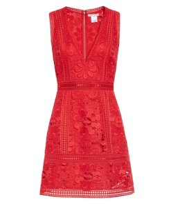 Alice + Olivia Zula Lace V-Neck Mini Dress