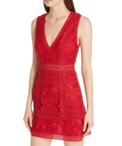 Alice + Olivia Zula Lace V-Neck Mini Dress
