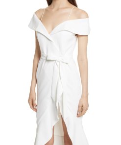 Alice + Olivia Josie Off-Shoulder Ruffle Wrap Dress