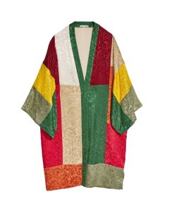 Alice + Olivia Lupe Long Patchwork Jacquard Kimono