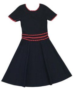 Sandro Enrick Contrast-Trim Pleated Knit Dress