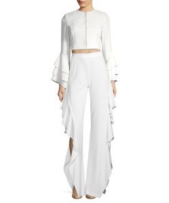 Alice + Olivia Presley Ruffle-Sleeve Cropped Jacket