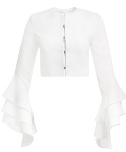 Alice + Olivia Presley Ruffle-Sleeve Cropped Jacket