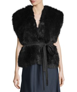 Helmut Lang Faux-Fur Surplice Vest
