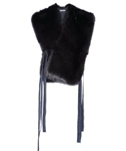 Helmut Lang Faux-Fur Surplice Vest