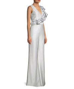 Alexis Janisa Stripe Wide-Leg Ruffle Jumpsuit