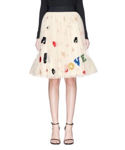 Alice + Olivia Catrina High-Rise Tulle Midi Skirt