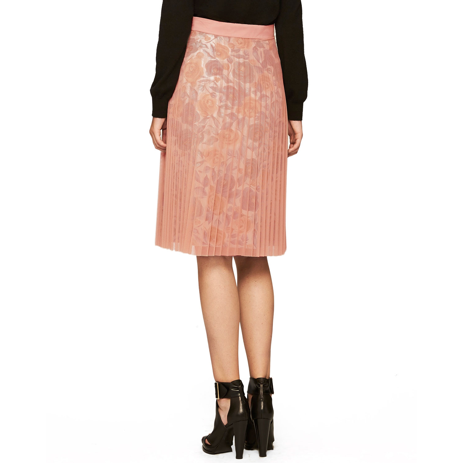Burberry Brit Watercolor Roses Pleated Tulle Skirt