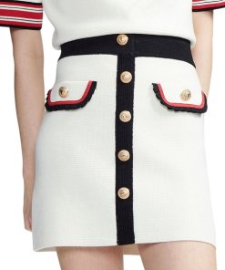 Maje Jerome Block-Stitch Knit Mini Skirt