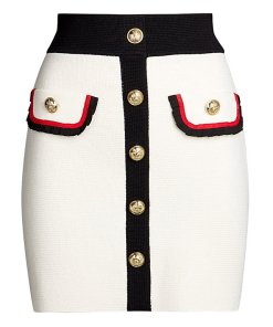 Maje Jerome Block-Stitch Knit Mini Skirt