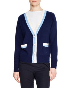 Sandro Clotilde Stripe Wool & Cashmere Cardigan