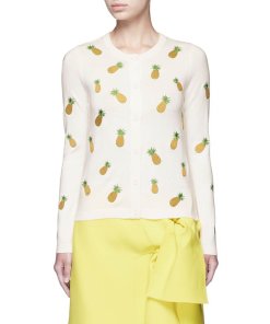 Alice + Olivia Pineapple Embroidery Cardigan