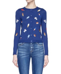 Alice + Olivia Ruthy Ice Cream Embroidered Cardigan