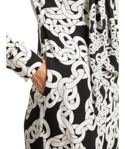 Diane von Furstenberg Franca Crawling Chain Tie-Neck Dress