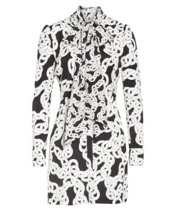 Diane von Furstenberg Franca Crawling Chain Tie-Neck Dress