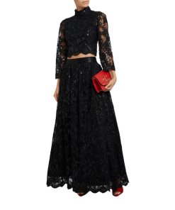 Alice + Olivia Trisha Embellished Lace Top