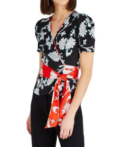 Diane von Furstenberg Alexia Floral-Print Wrap Top