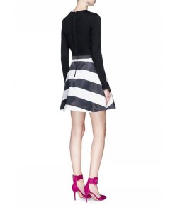 Alice + Olivia Stripe-Skirt Fit & FAlice + Olivia Stripe-Skirt Fit & Flare Mini Dresslare Mini Dress