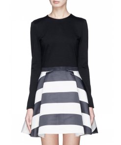 Alice + Olivia Stripe-Skirt Fit Alice + Olivia Stripe-Skirt Fit & Flare Mini Dress& Flare Mini Dress
