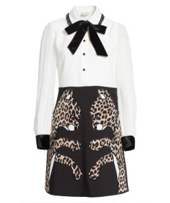 Kate Spade Leopard Appliqué Mini Shirtdress