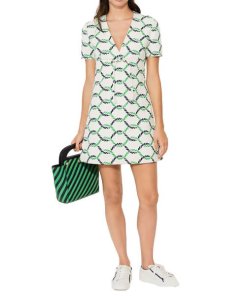 Tory Burch V-Neck Tie Detail Pier Dress