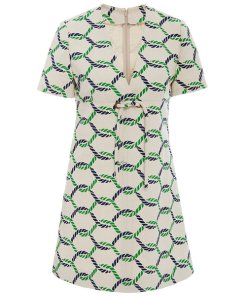 Tory Burch V-Neck Tie Detail Pier Dress