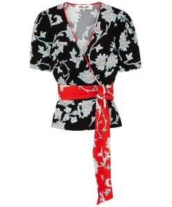 Diane von Furstenberg Alexia Floral-Print Wrap Top
