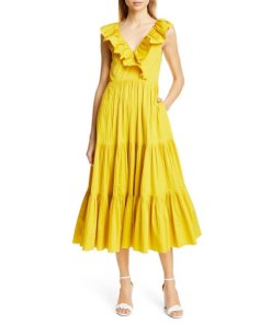 Kate Spade Tiered Poplin Midi Dress