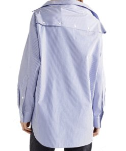 T By Alexander Wang Halter-Detail Striped Cotton Poplin Shirt