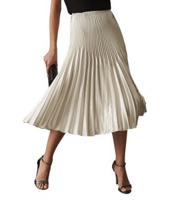Reiss Anna Metallic Pleated Midi Skirt
