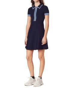 Sandro Lue Zip Collar Knit Polo Dress