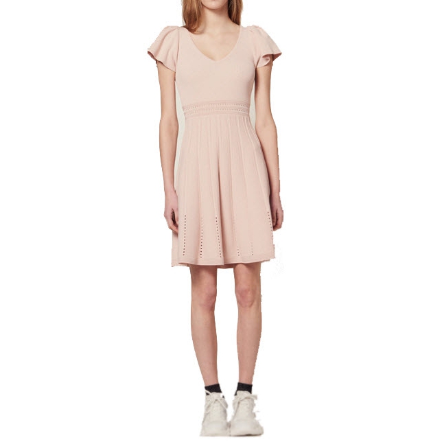 Sandro Edwin Flutter-Sleeve Short Knit Dress  evaChic