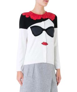 Alice + Olivia Stace Face Frida Intarsia Cotton Cardigan