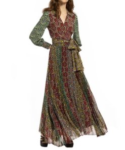 Alice + Olivia Katz Sunburst Pleated Maxi Skirt
