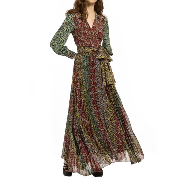 Alice + Olivia Katz Sunburst Pleated Maxi Skirt  evaChic
