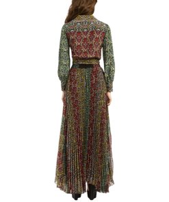 Alice + Olivia Katz Sunburst Pleated Maxi Skirt