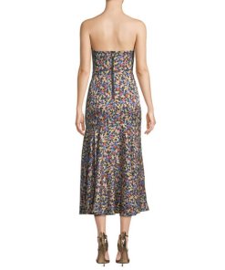 Veronica Beard Annika Floral Print Strapless Stretch Silk Dress