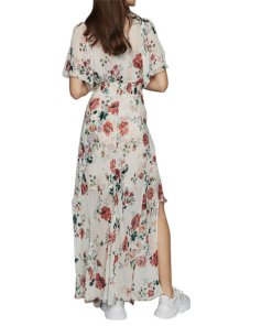 Maje Rachelle Asymmetric Hem Floral Print Maxi Dress