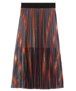 Maje Jaja Pleated Iridescent Long Skirt