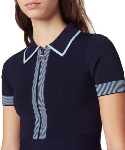 Sandro Lue Zip Collar Knit Polo Dress