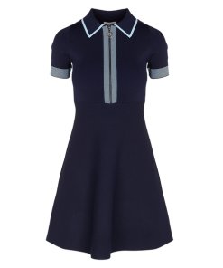 Sandro Lue Zip Collar Knit Polo Dress
