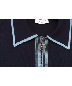 Sandro Lue Zip Collar Knit Polo Dress