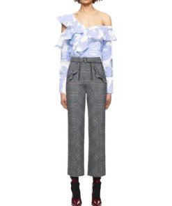 Self-Portrait Floral Fil Coupe Asymmetric Ruffle Top