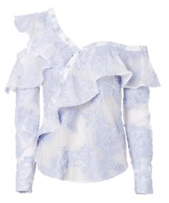 self portrait floral fil coupe asymmetric ruffle top